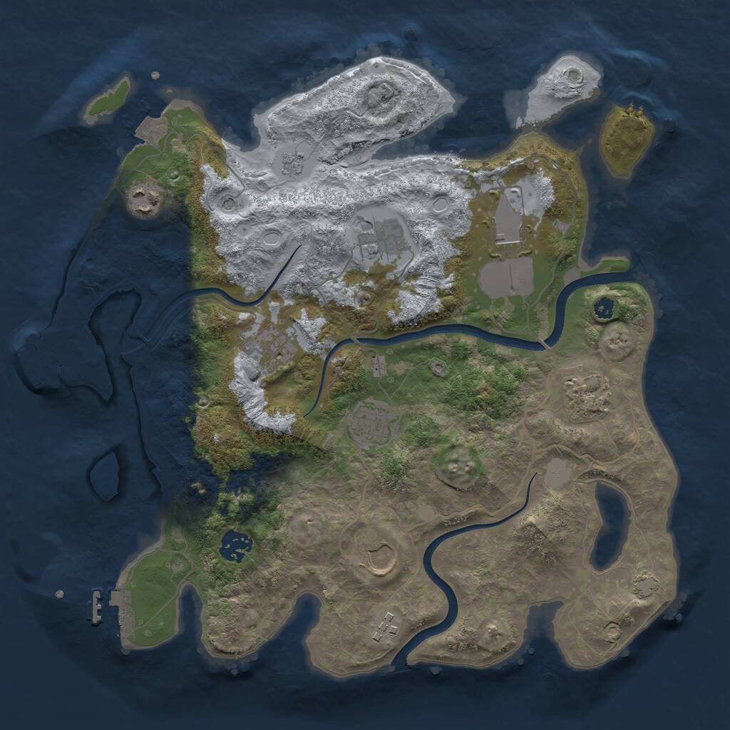 Rust Map: Procedural Map, Size: 3500, Seed: 5801293, 15 Monuments