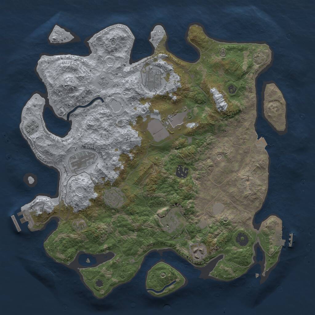 Rust Map: Procedural Map, Size: 3650, Seed: 826534616, 14 Monuments