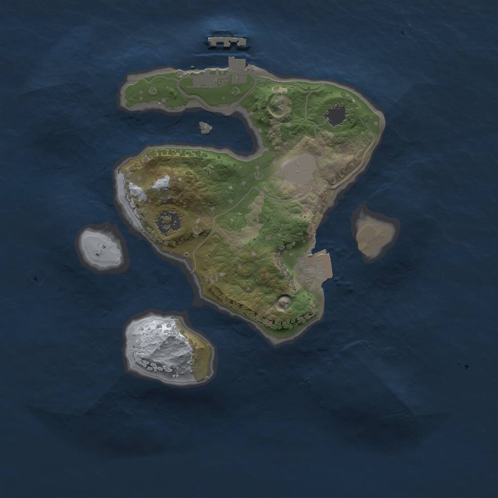 Rust Map: Procedural Map, Size: 2000, Seed: 2114558871, 2 Monuments