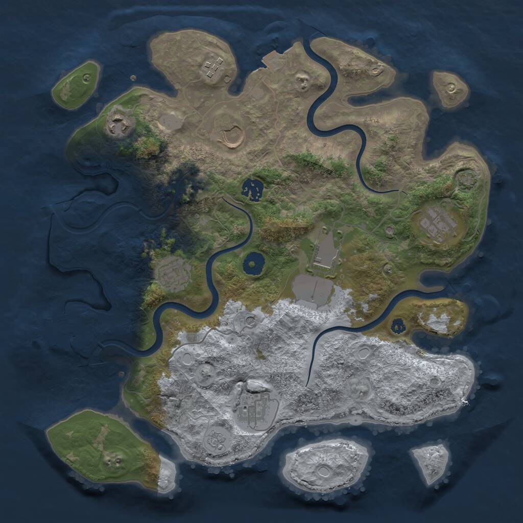 Rust Map: Procedural Map, Size: 3500, Seed: 1195233615, 13 Monuments