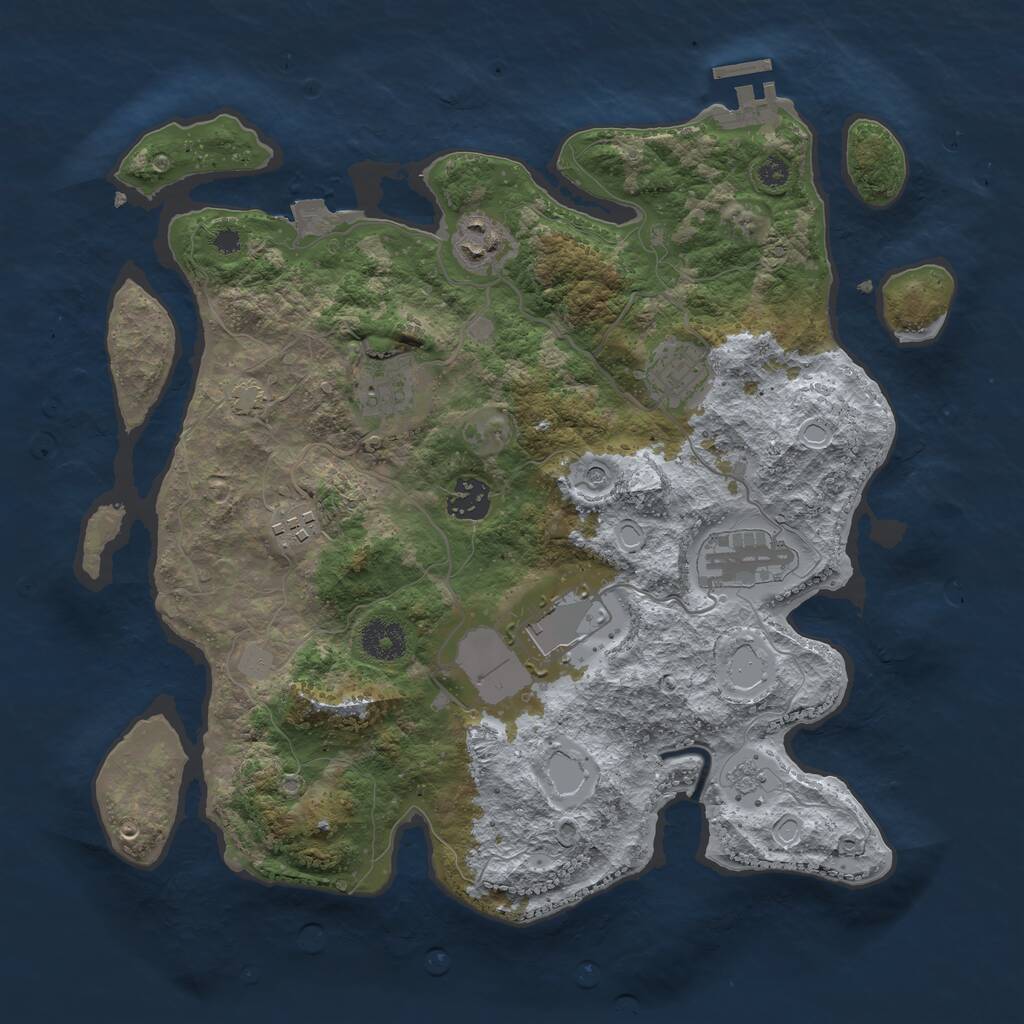 Rust Map: Procedural Map, Size: 3500, Seed: 832203422, 12 Monuments