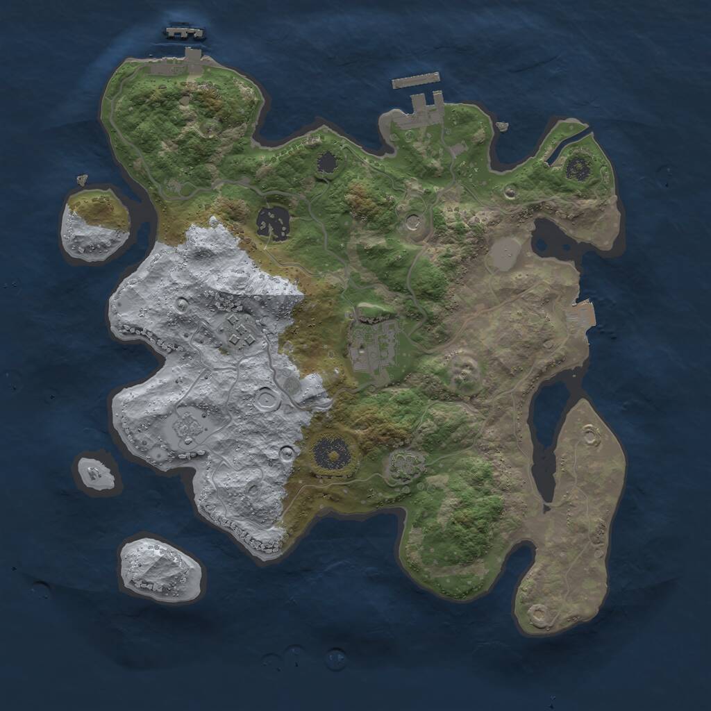 Rust Map: Procedural Map, Size: 3000, Seed: 2114558871, 9 Monuments