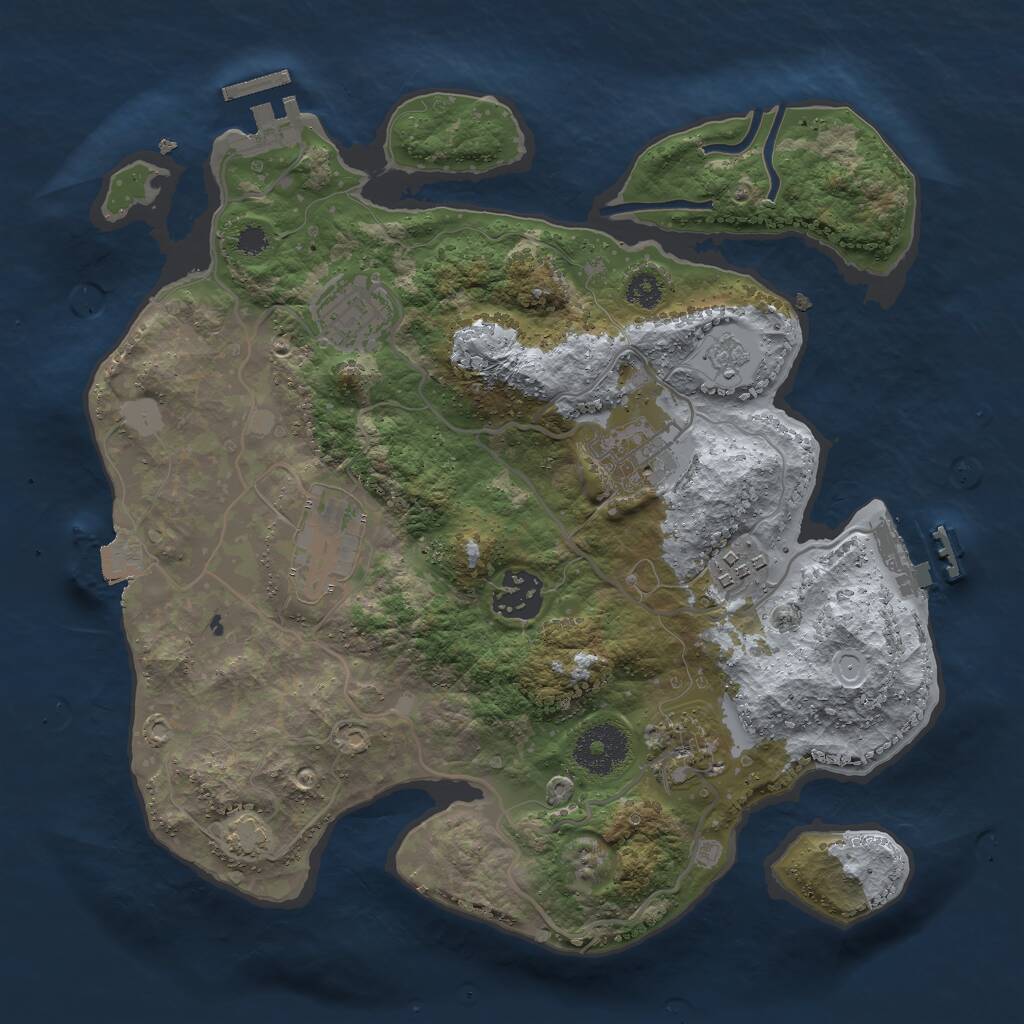 Rust Map: Procedural Map, Size: 3000, Seed: 76600637, 11 Monuments