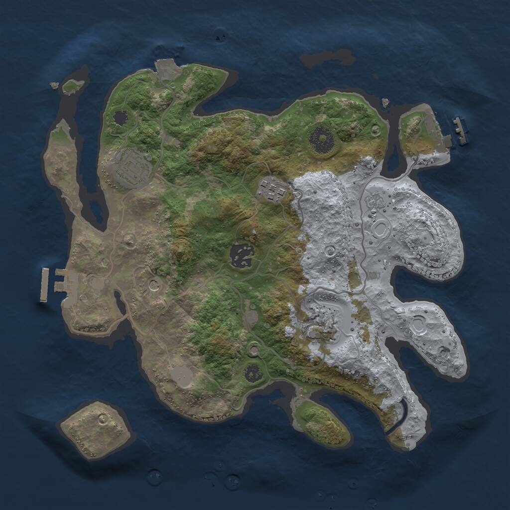 Rust Map: Procedural Map, Size: 3000, Seed: 300257429, 9 Monuments