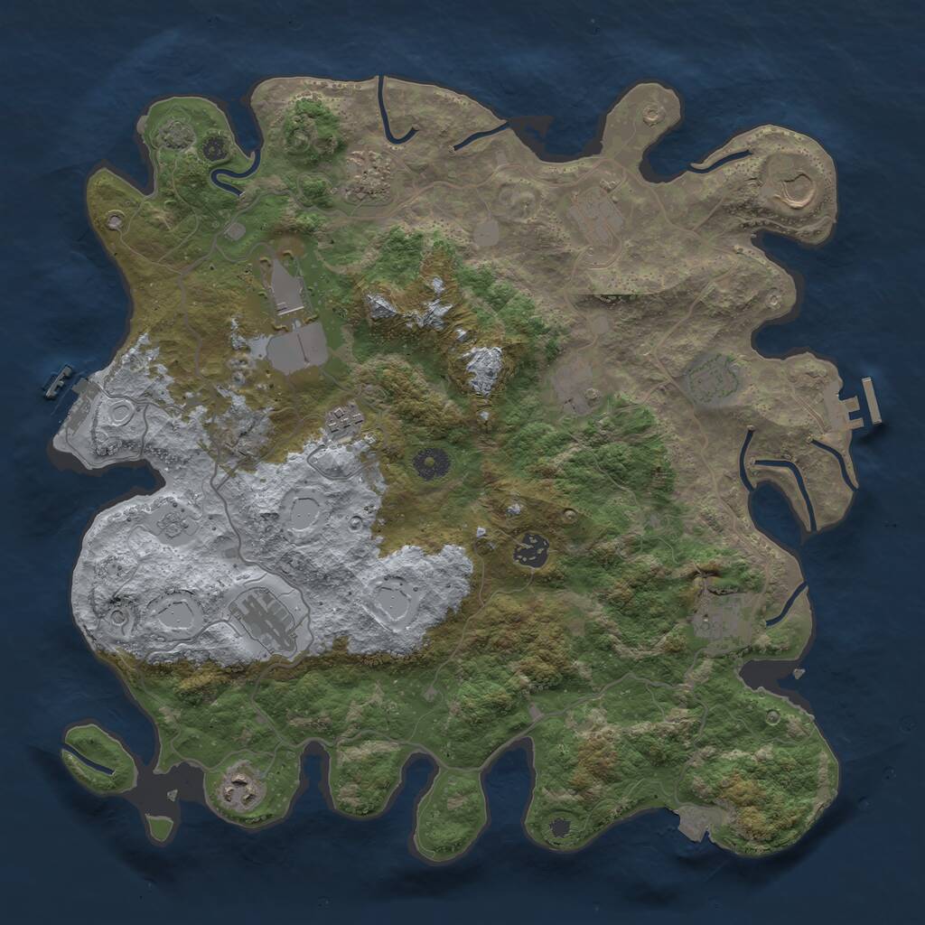 Rust Map: Procedural Map, Size: 4000, Seed: 64721, 17 Monuments