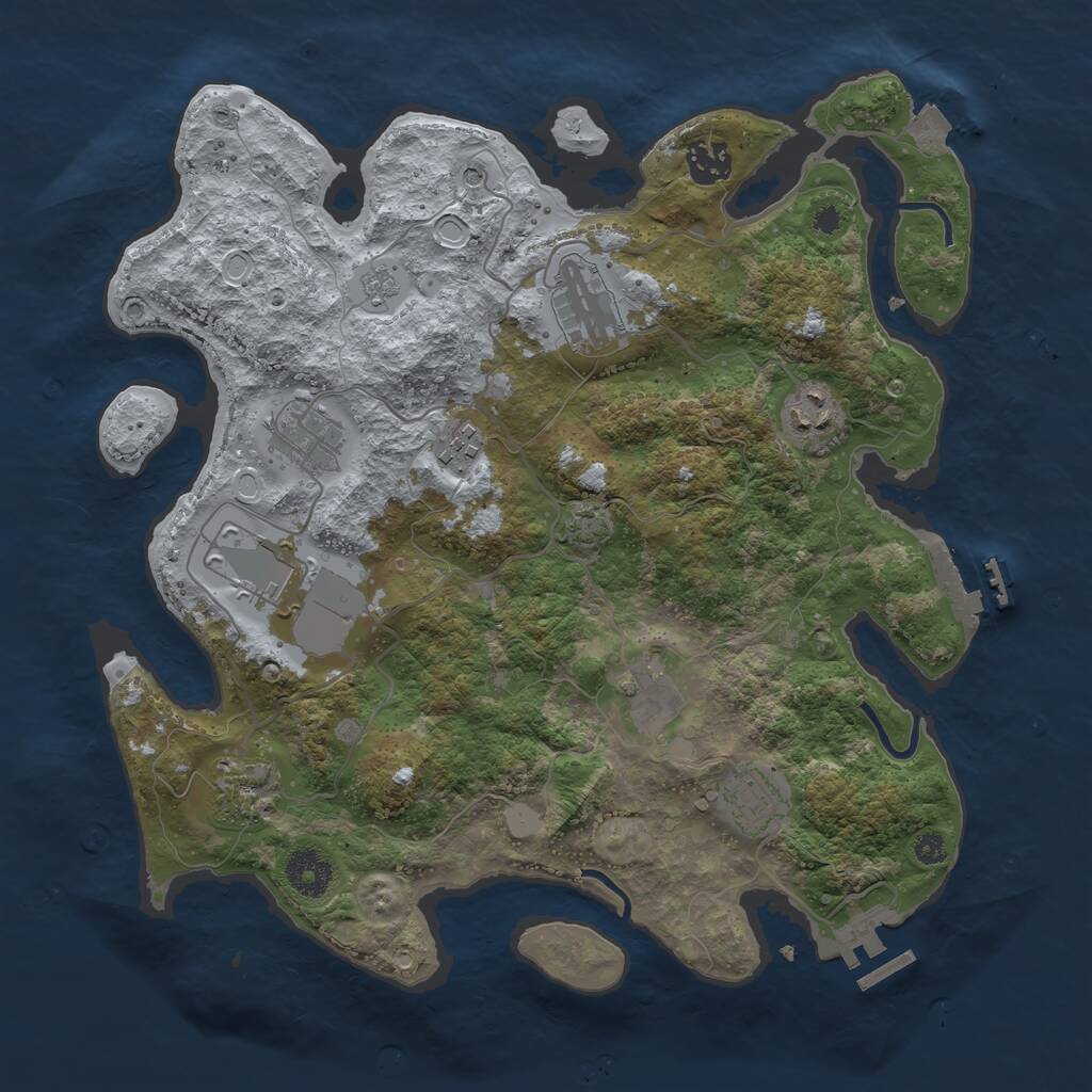 Rust Map: Procedural Map, Size: 3500, Seed: 153653123, 15 Monuments