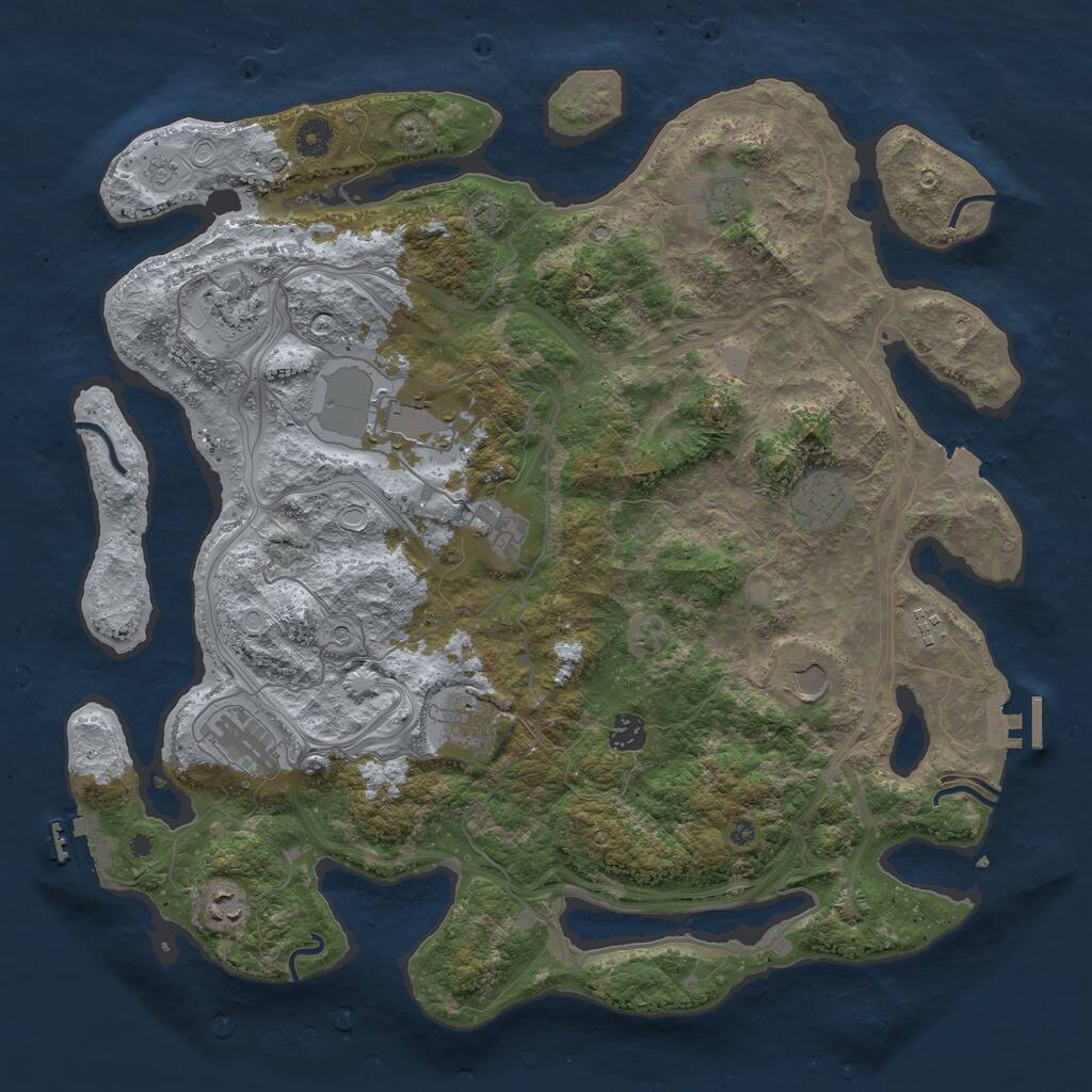 Rust Map: Procedural Map, Size: 4250, Seed: 738483833, 17 Monuments