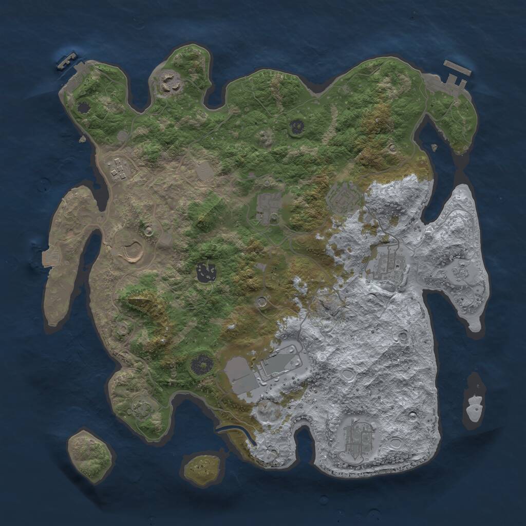 Rust Map: Procedural Map, Size: 3700, Seed: 625715215, 15 Monuments