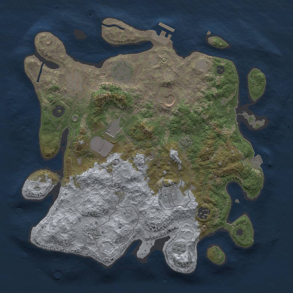 Rust Map: Procedural Map, Size: 3500, Seed: 915771589, 13 Monuments