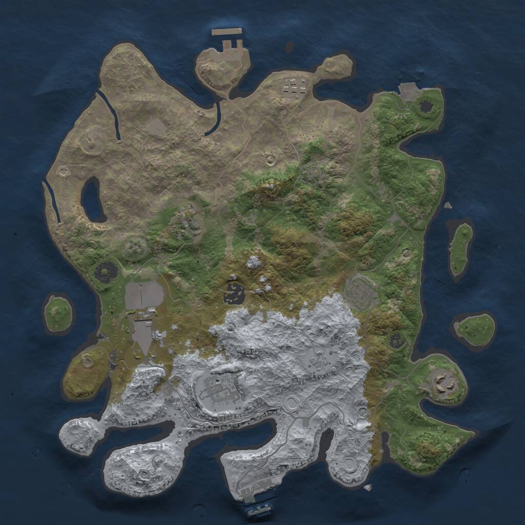 Rust Map: Procedural Map, Size: 3500, Seed: 1589211587, 13 Monuments