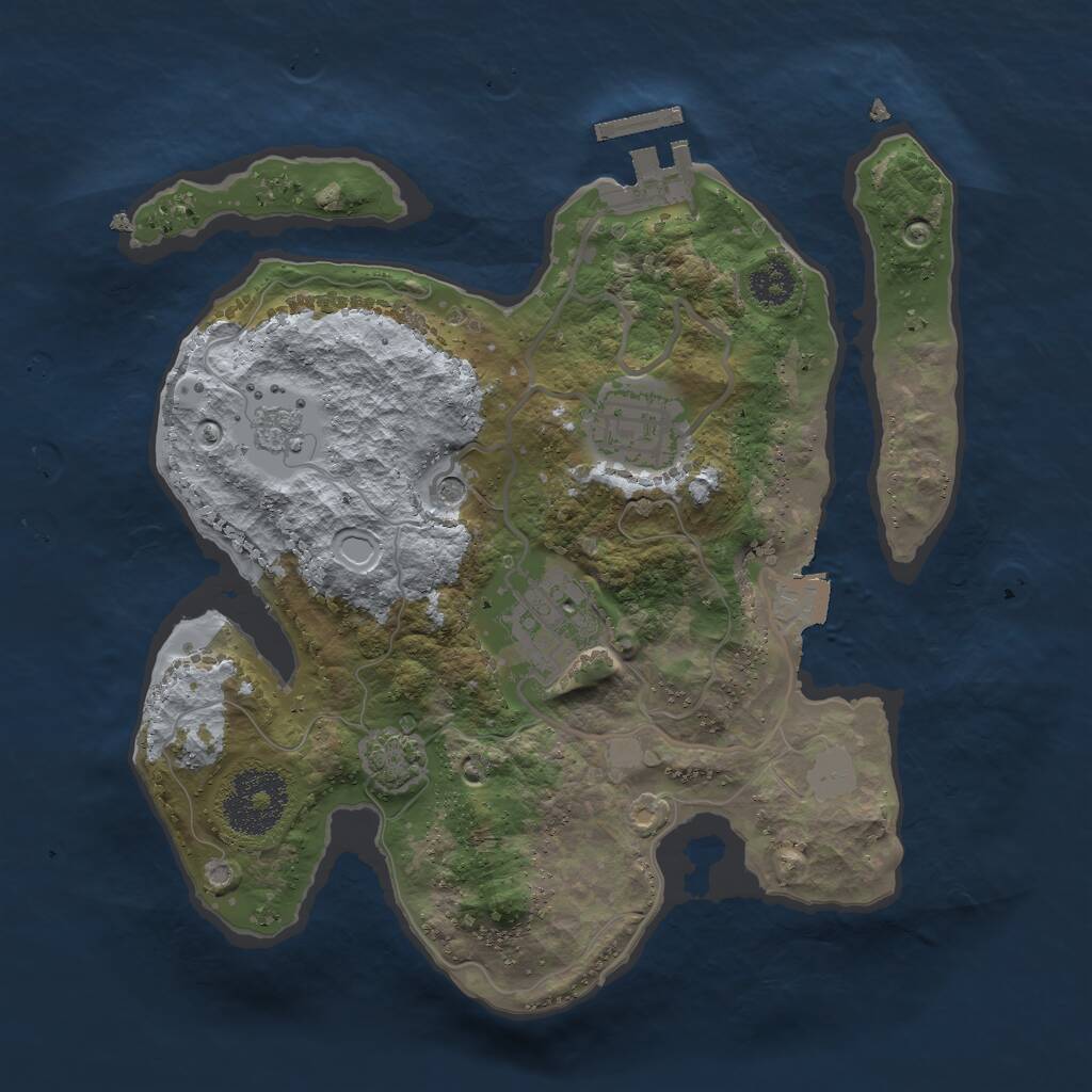 Rust Map: Procedural Map, Size: 2500, Seed: 662728552, 7 Monuments