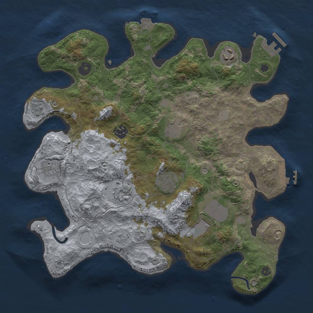 Rust Map: Procedural Map, Size: 3500, Seed: 1253763990, 14 Monuments