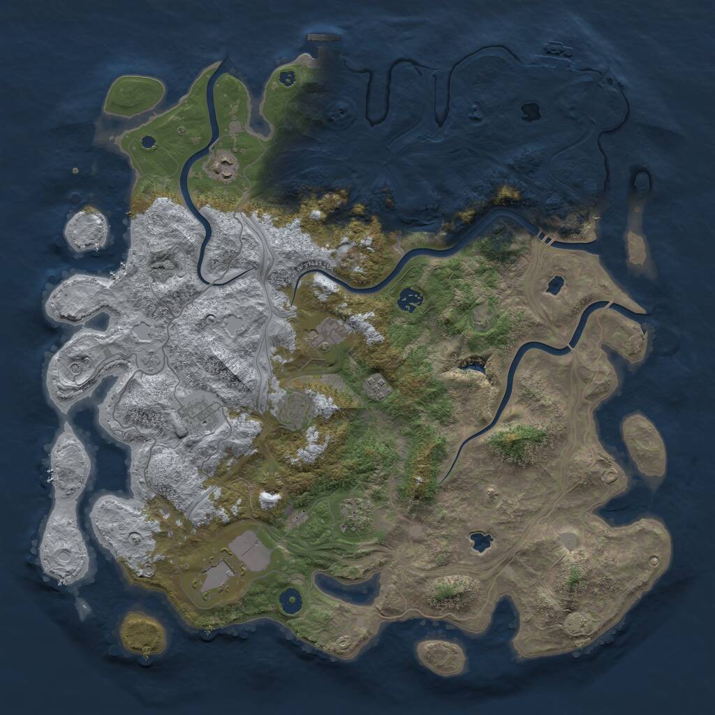 Rust Map: Procedural Map, Size: 4500, Seed: 2129892784, 14 Monuments