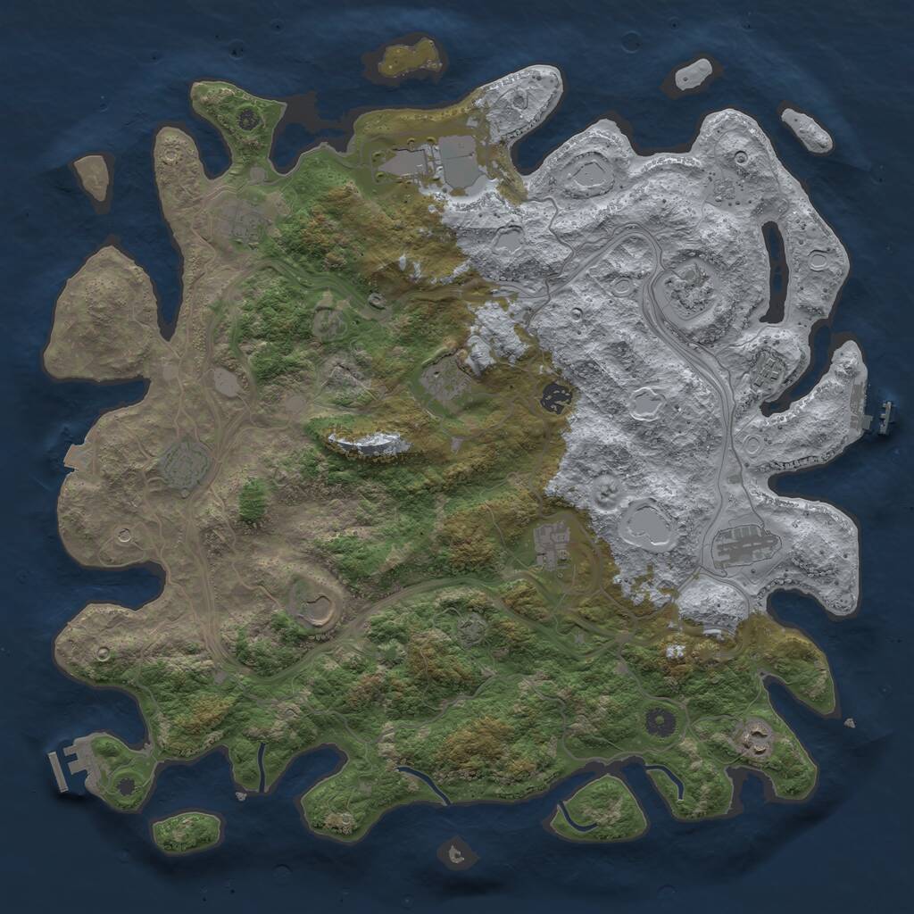 Rust Map: Procedural Map, Size: 4500, Seed: 185257281, 17 Monuments