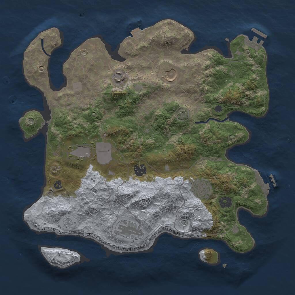 Rust Map: Procedural Map, Size: 3500, Seed: 9990159, 12 Monuments