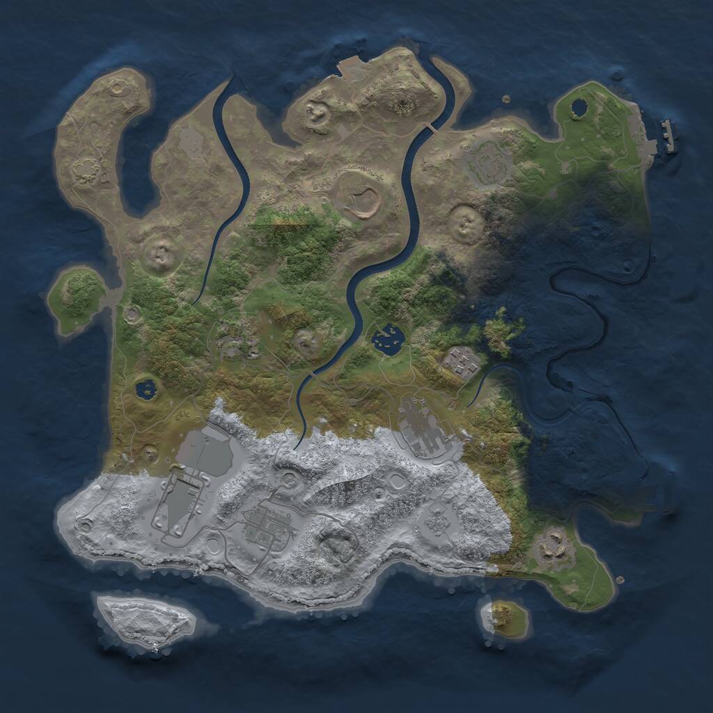 Rust Map: Procedural Map, Size: 3500, Seed: 9990159, 15 Monuments