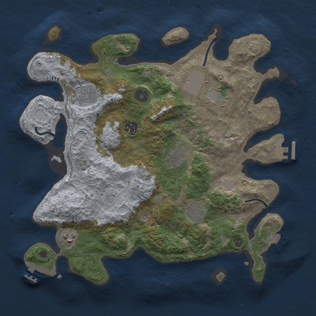 Rust Map: Procedural Map, Size: 3500, Seed: 1030829947, 13 Monuments