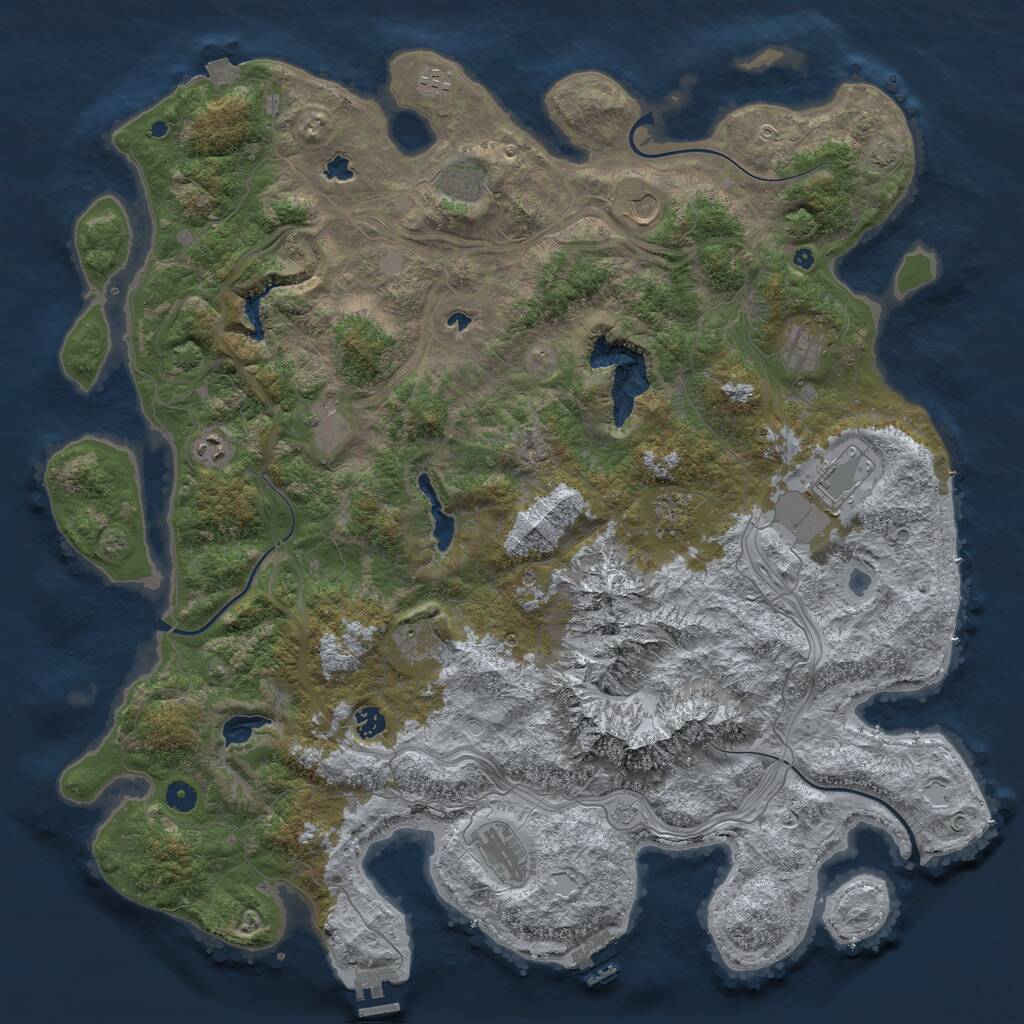 Rust Map: Procedural Map, Size: 5000, Seed: 93347055, 17 Monuments