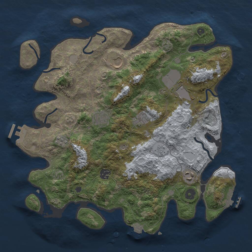 Rust Map: Procedural Map, Size: 3500, Seed: 75548215, 13 Monuments