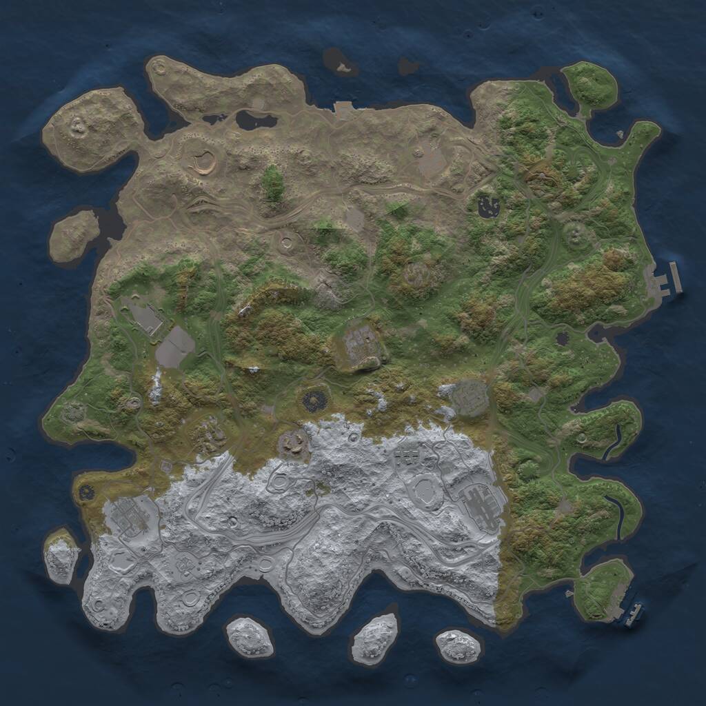 Rust Map: Procedural Map, Size: 4500, Seed: 1301867568, 17 Monuments