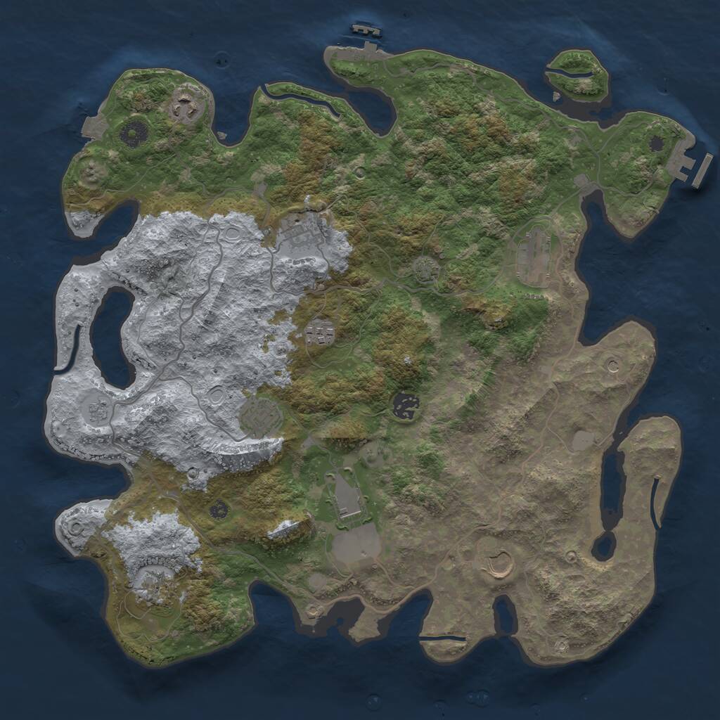 Rust Map: Procedural Map, Size: 4000, Seed: 1021885160, 15 Monuments