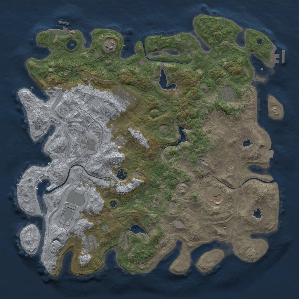 Rust Map: Procedural Map, Size: 4500, Seed: 1033820188, 16 Monuments