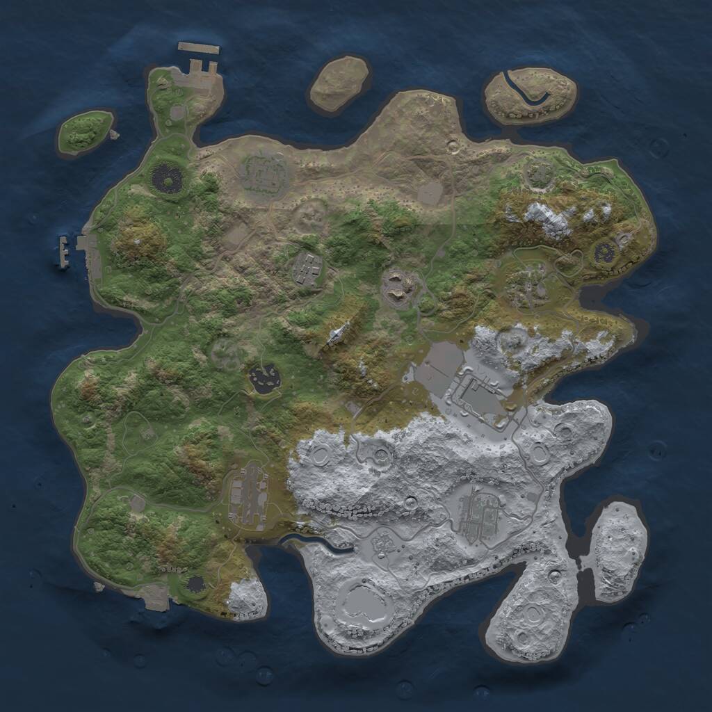 Rust Map: Procedural Map, Size: 3500, Seed: 5423189, 14 Monuments