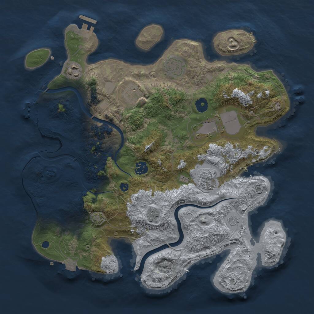 Rust Map: Procedural Map, Size: 3500, Seed: 5423189, 13 Monuments