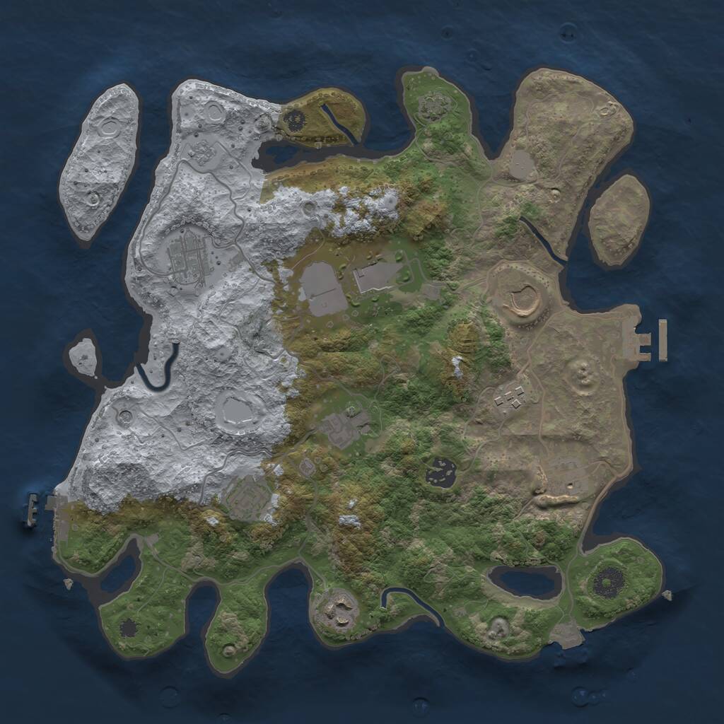 Rust Map: Procedural Map, Size: 3500, Seed: 69218828, 15 Monuments