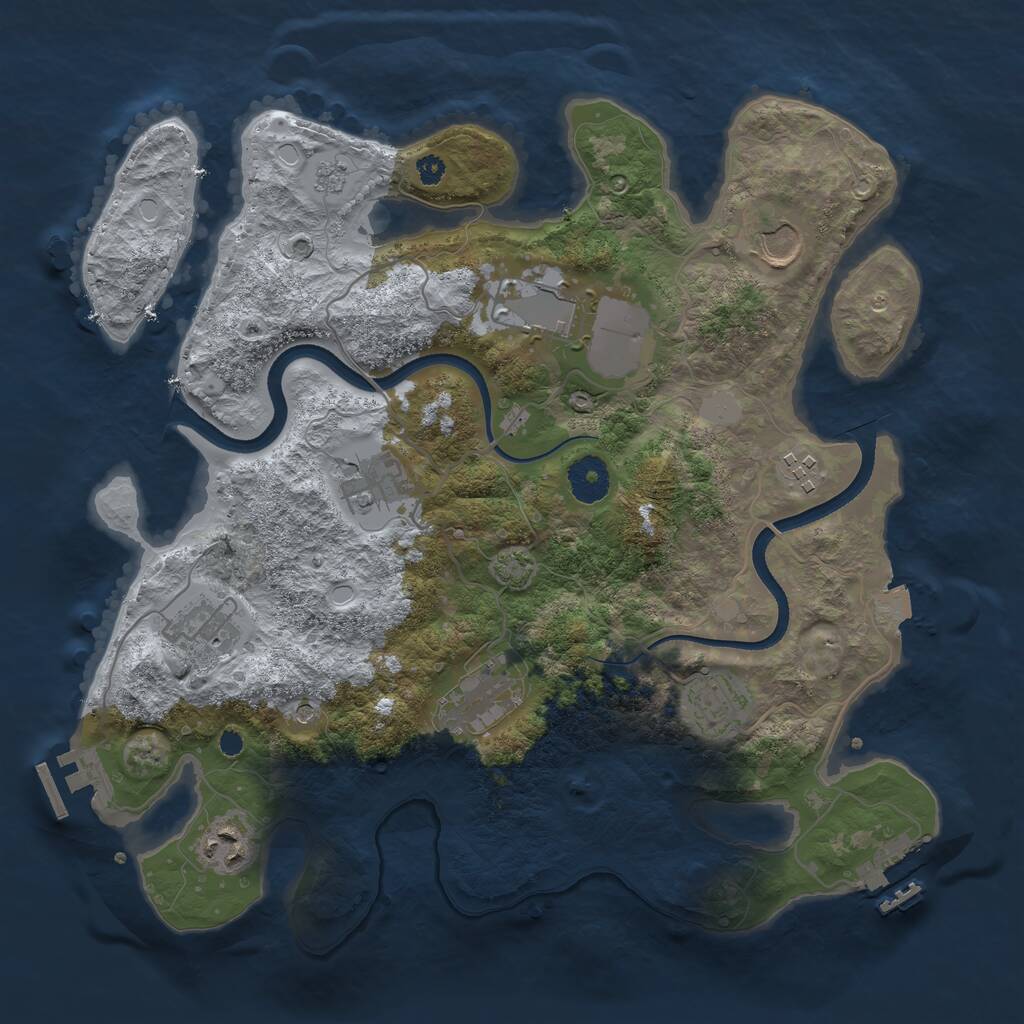 Rust Map: Procedural Map, Size: 3500, Seed: 69218828, 14 Monuments