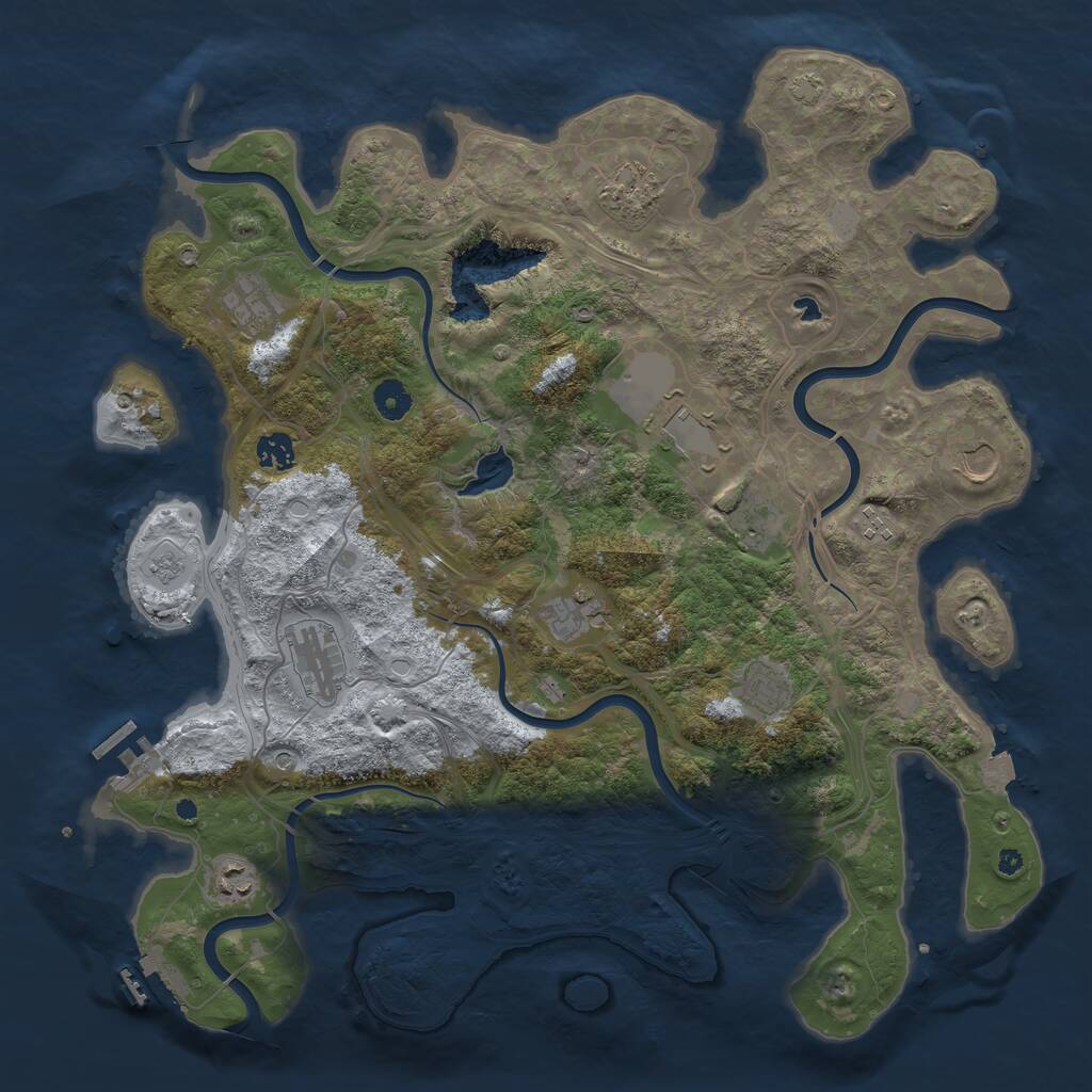 Rust Map: Procedural Map, Size: 4251, Seed: 3476567, 17 Monuments