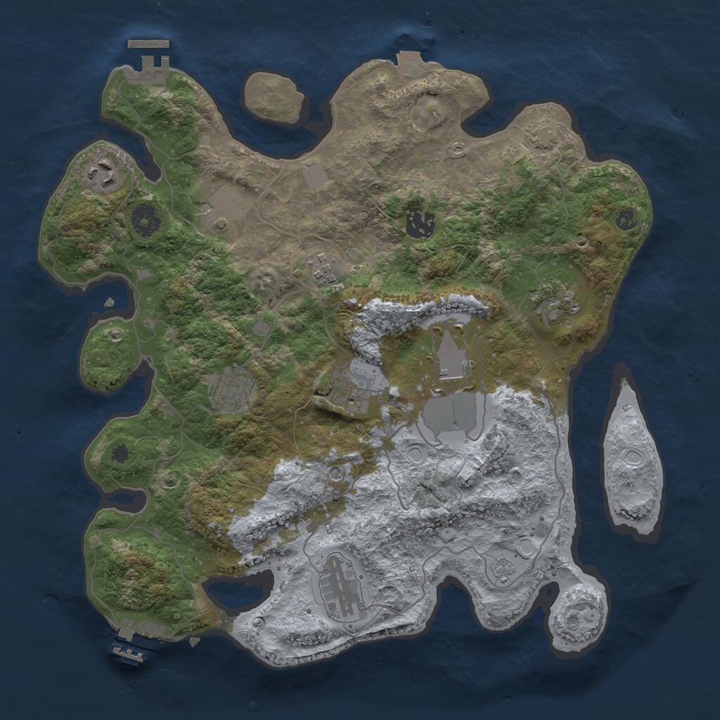 Rust Map: Procedural Map, Size: 3500, Seed: 210244214, 15 Monuments