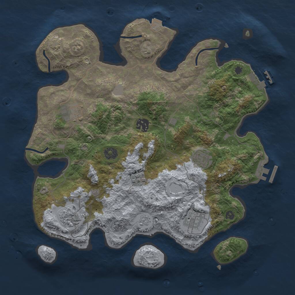 Rust Map: Procedural Map, Size: 3300, Seed: 177728332, 11 Monuments