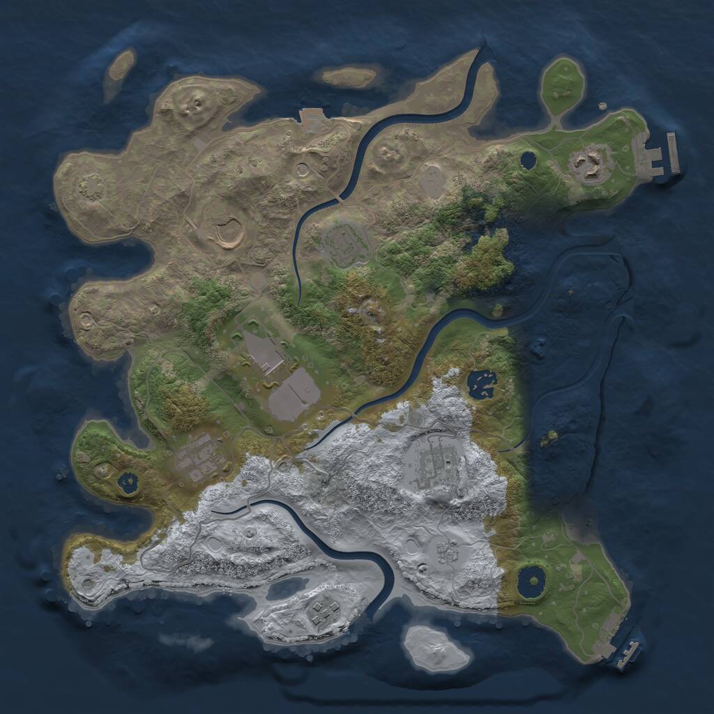 Rust Map: Procedural Map, Size: 3500, Seed: 1124468428, 14 Monuments