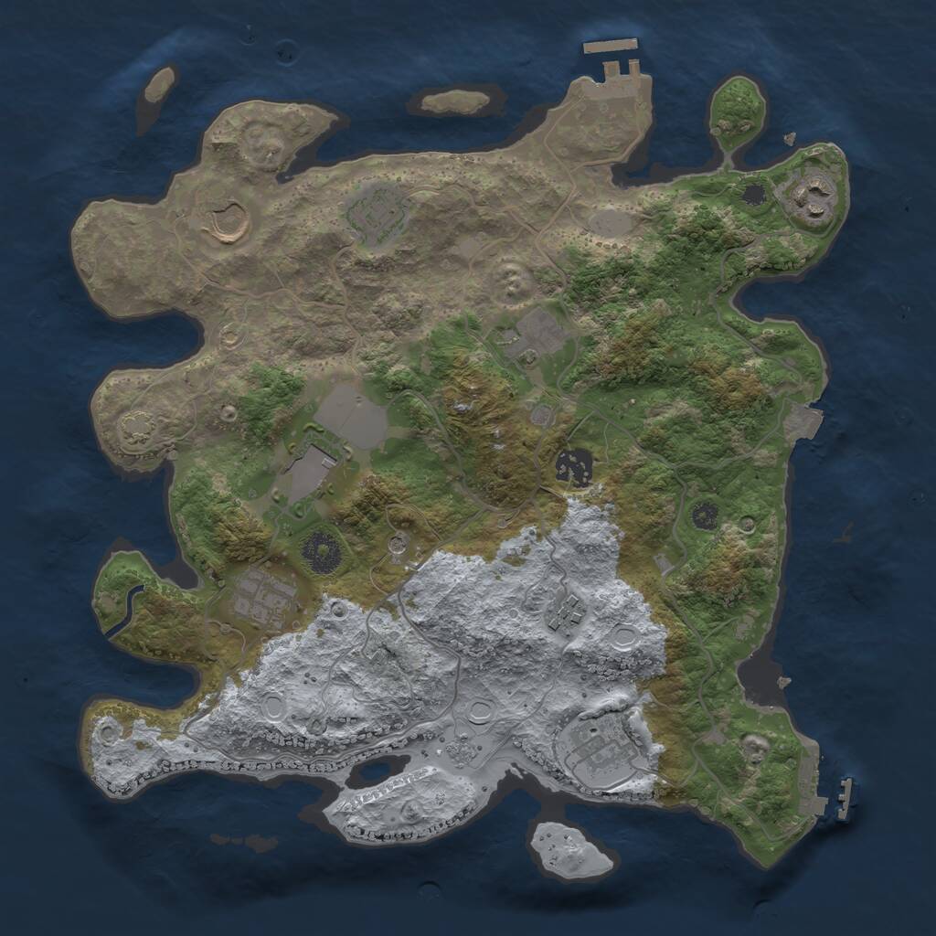 Rust Map: Procedural Map, Size: 3500, Seed: 1124468428, 15 Monuments