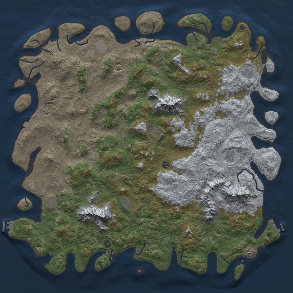 Rust Map: Procedural Map, Size: 6000, Seed: 84552, 17 Monuments