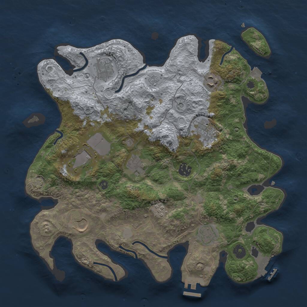 Rust Map: Procedural Map, Size: 3500, Seed: 18692749, 15 Monuments