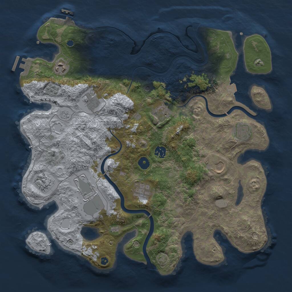 Rust Map: Procedural Map, Size: 3800, Seed: 339354360, 16 Monuments