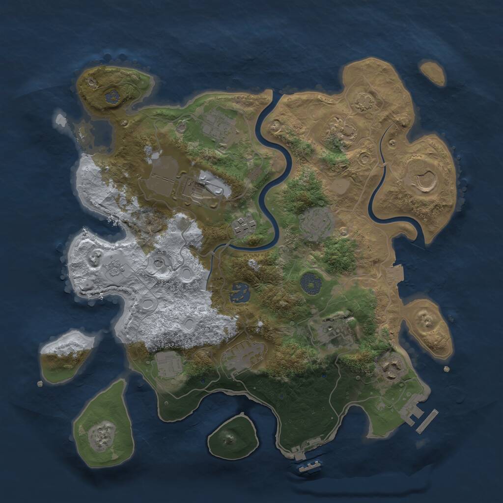 Rust Map: Procedural Map, Size: 3500, Seed: 799980969, 18 Monuments