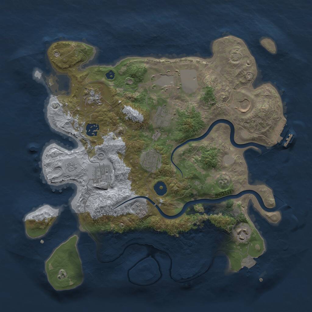 Rust Map: Procedural Map, Size: 3500, Seed: 799980969, 14 Monuments