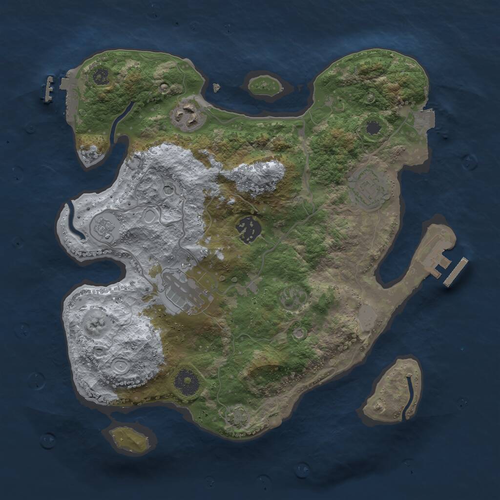 Rust Map: Procedural Map, Size: 3000, Seed: 624323435, 10 Monuments