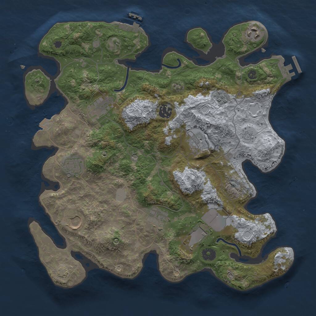 Rust Map: Procedural Map, Size: 3500, Seed: 985382053, 15 Monuments