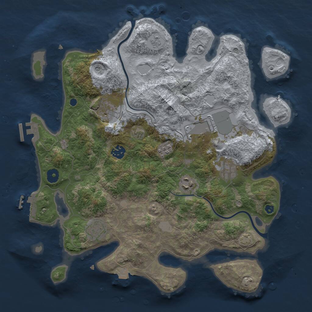 Rust Map: Procedural Map, Size: 3500, Seed: 284691533, 13 Monuments