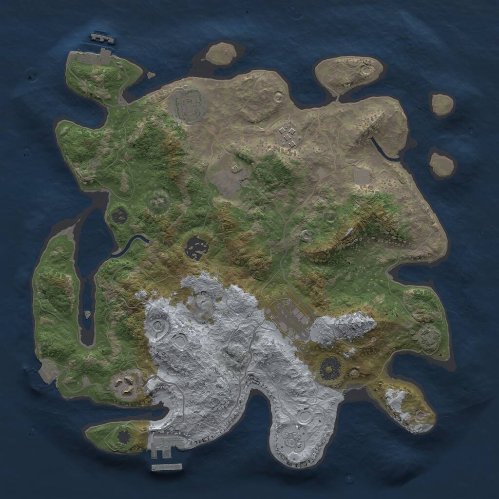 Rust Map: Procedural Map, Size: 3300, Seed: 557770173, 12 Monuments