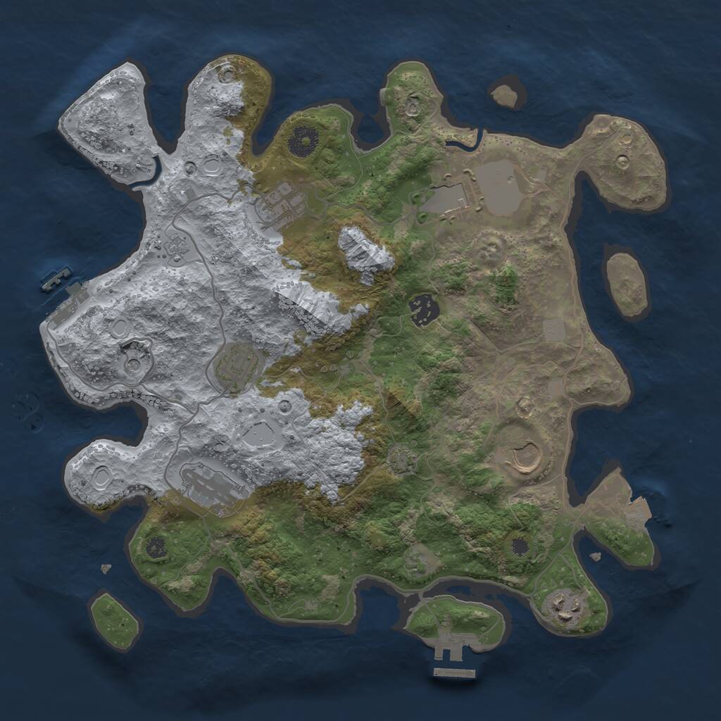 Rust Map: Procedural Map, Size: 3500, Seed: 806389405, 13 Monuments