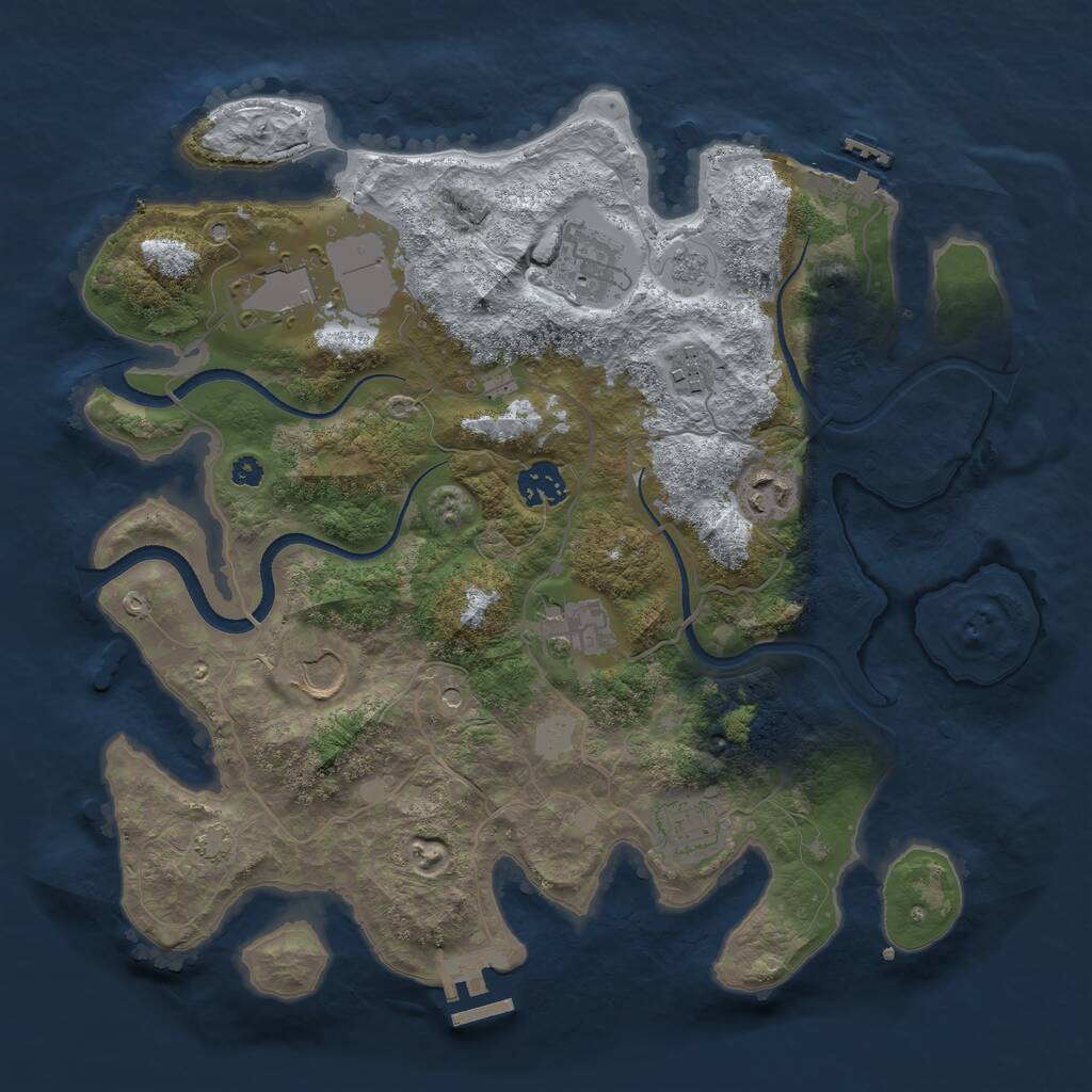 Rust Map: Procedural Map, Size: 3500, Seed: 1516406013, 14 Monuments