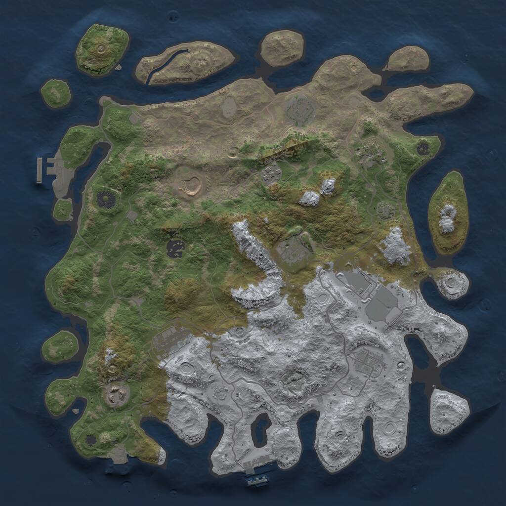 Rust Map: Procedural Map, Size: 4000, Seed: 648897, 16 Monuments