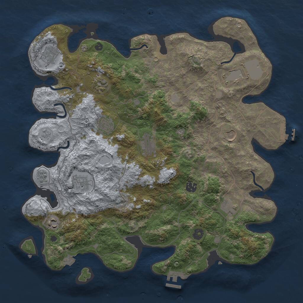 Rust Map: Procedural Map, Size: 4000, Seed: 541263373, 17 Monuments