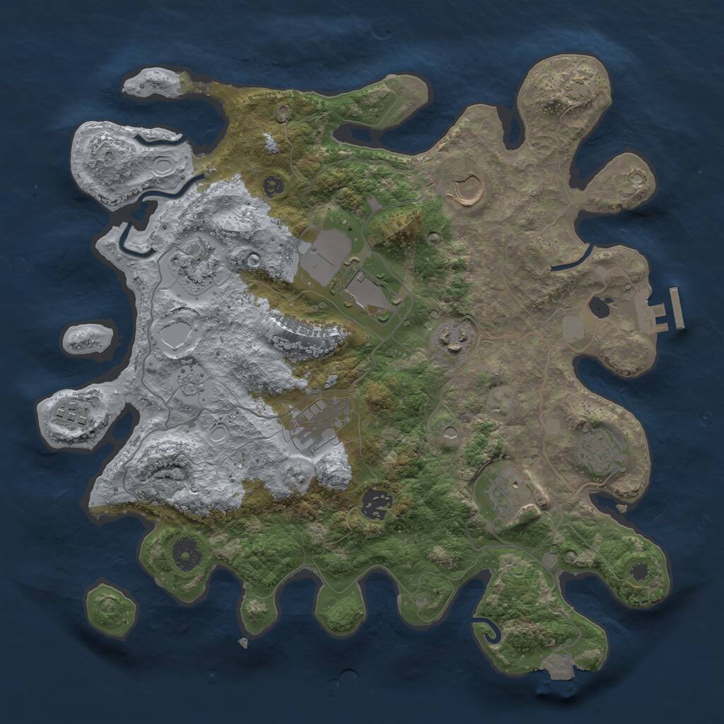 Rust Map: Procedural Map, Size: 3500, Seed: 1819750279, 14 Monuments