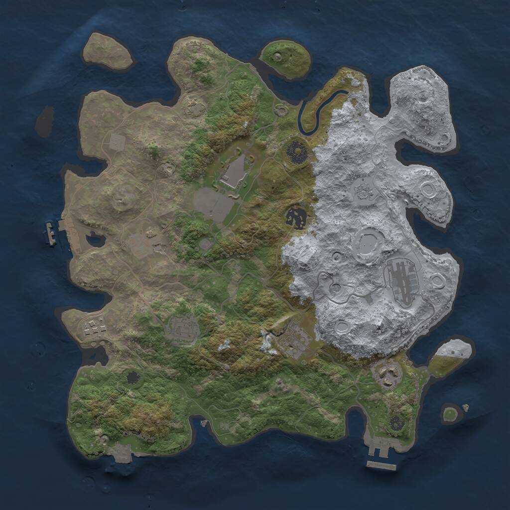 Rust Map: Procedural Map, Size: 3500, Seed: 210953, 14 Monuments